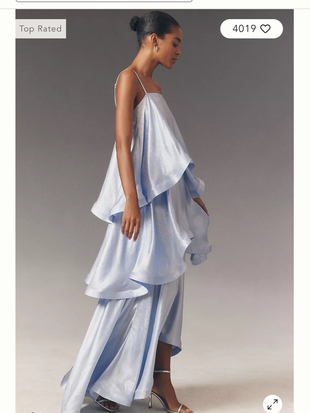 Elliatt Layered Satin Maxi Dress in Pale Blue - Picture 4 of 5